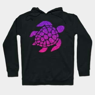 Hot Pink Purple Ombre Faux Glitter Turtle Hoodie